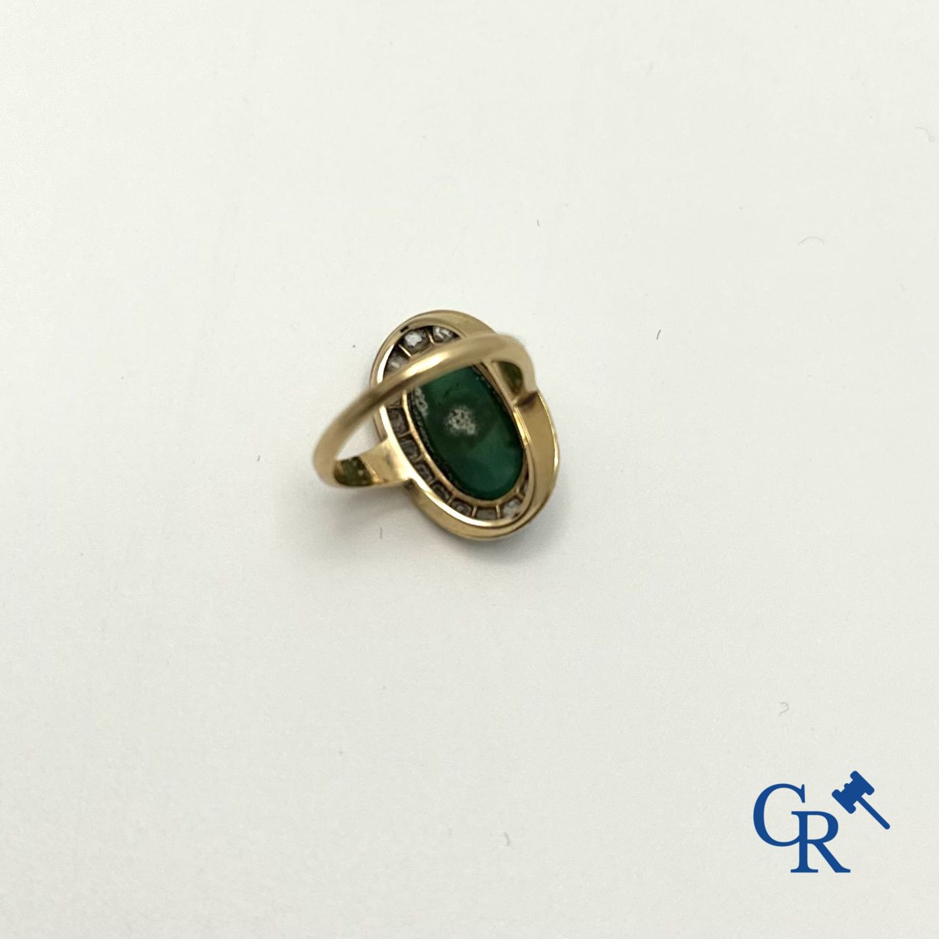 Jewellery: Ring in gold 18K set with malachite and 18 diamonds. - Bild 3 aus 3