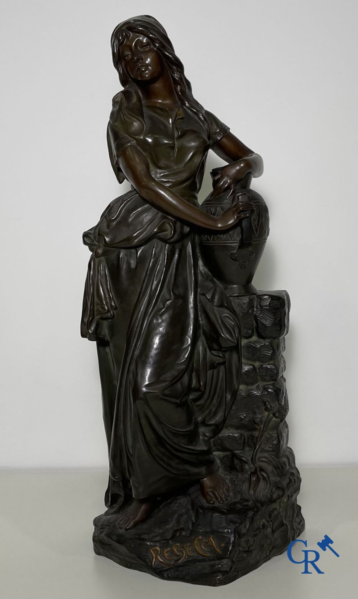 Edmond Lefever: (Ypres 1839-Schaarbeek 1911) "Rebecca" oriental bronze statue. - Bild 3 aus 16