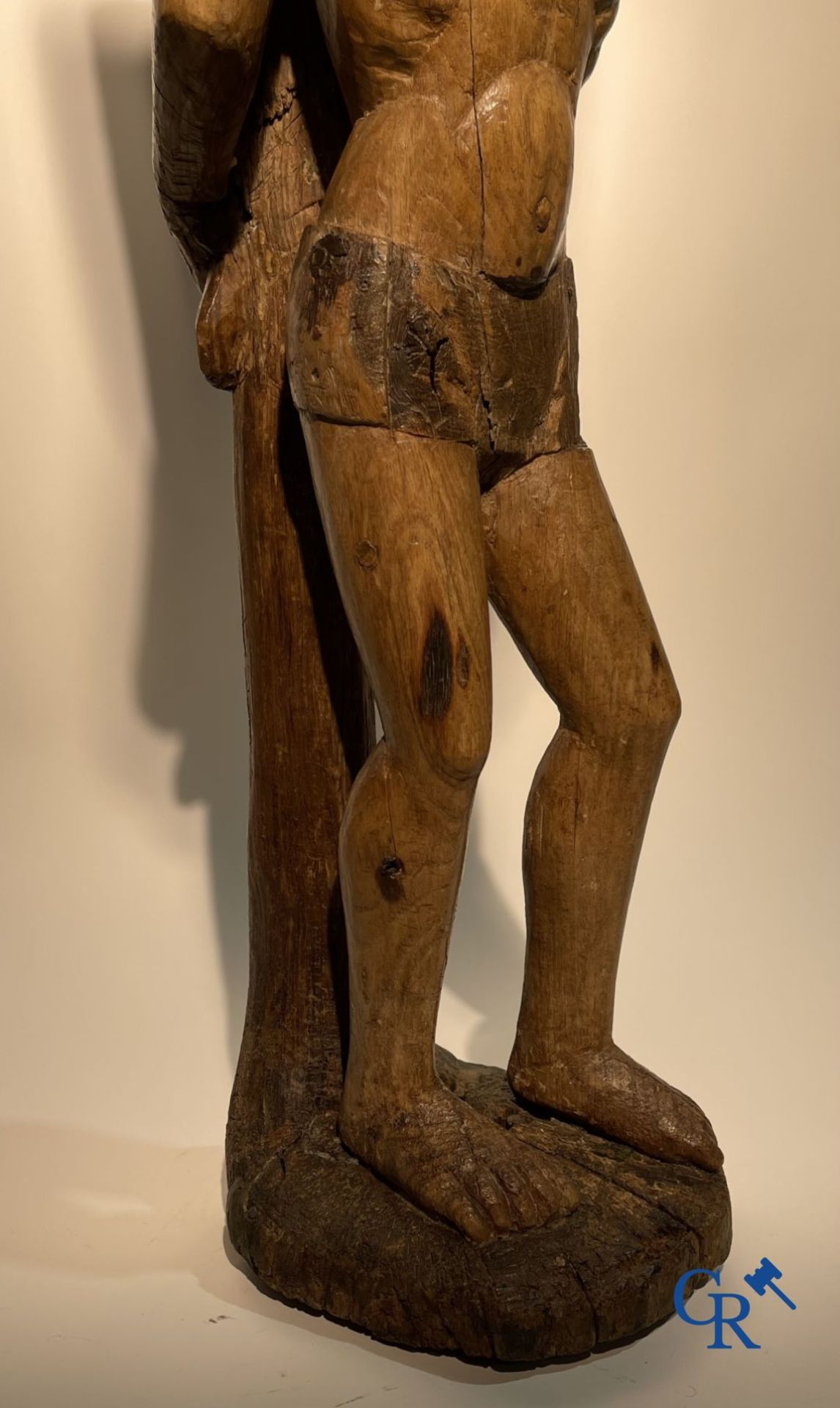 Wooden sculpture: Saint Sebastian 16th - 17th century. - Image 12 of 18