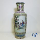 Chinese Porcelain: Large Chinese vase with a double decor. 20th century.