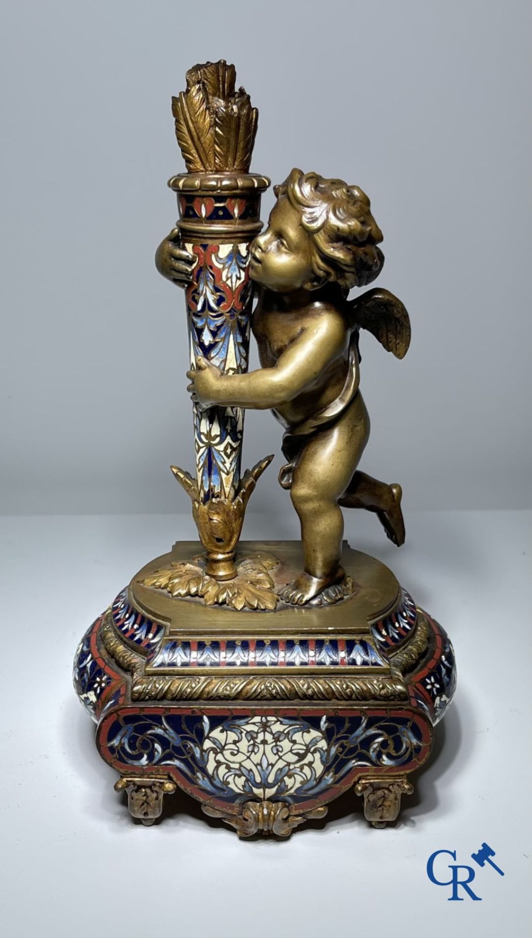 Bronze/Sculpture: Pair of ornamental objects in bronze and champlevé enamel. - Bild 2 aus 6