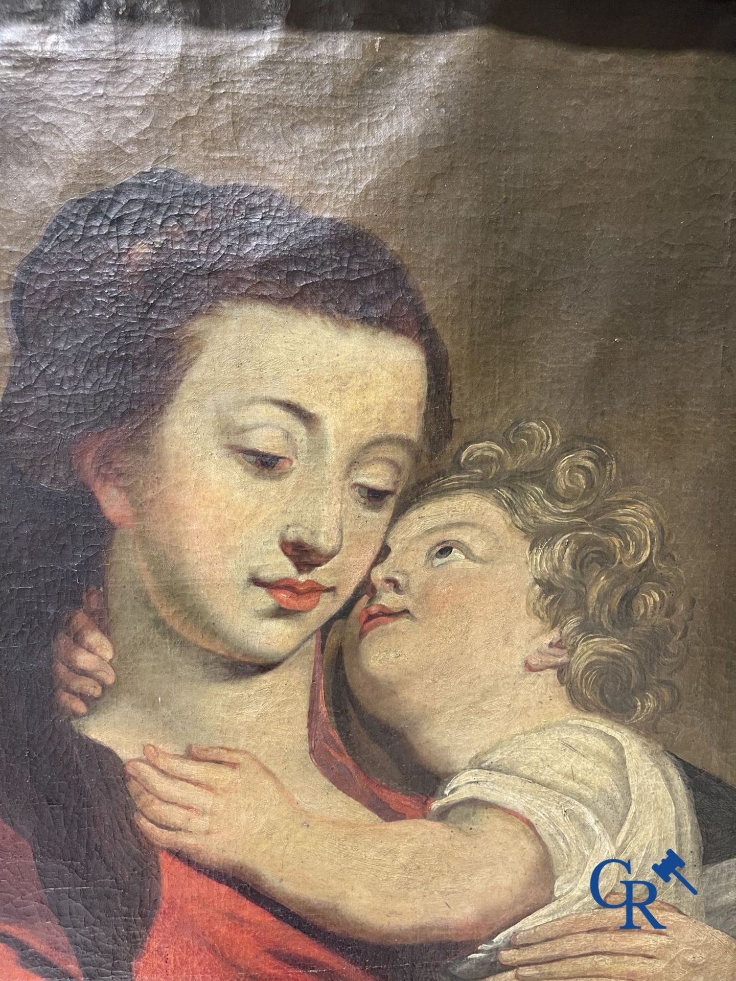 Painting: oil on canvas. Mary with child. - Image 3 of 5