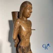 Wooden sculpture: Saint Sebastian 16th - 17th century.