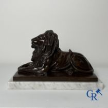 Bronze, Sculpture: Jules Vits. Melle 1868-1935. Bronze statue of a reclining lion.