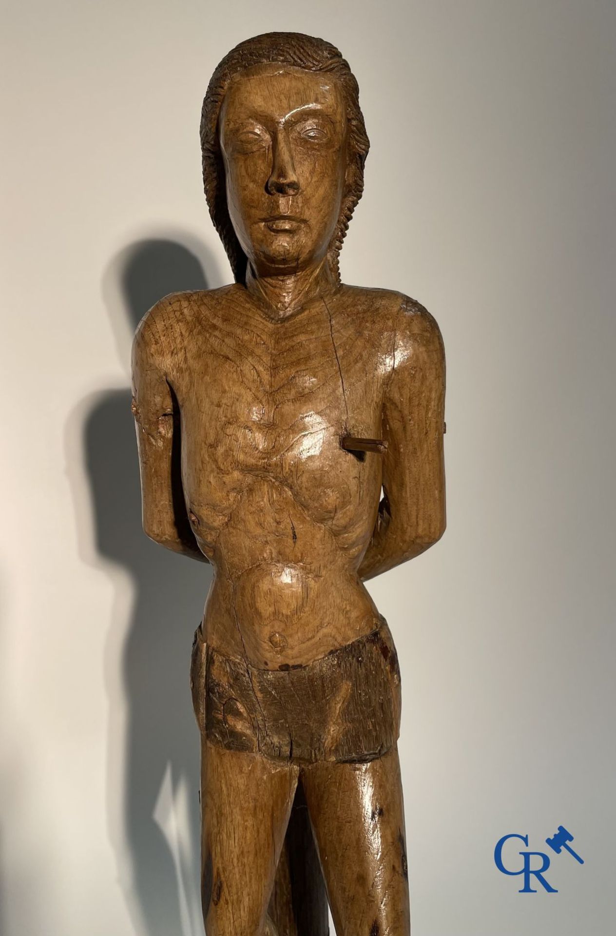 Wooden sculpture: Saint Sebastian 16th - 17th century. - Image 17 of 18