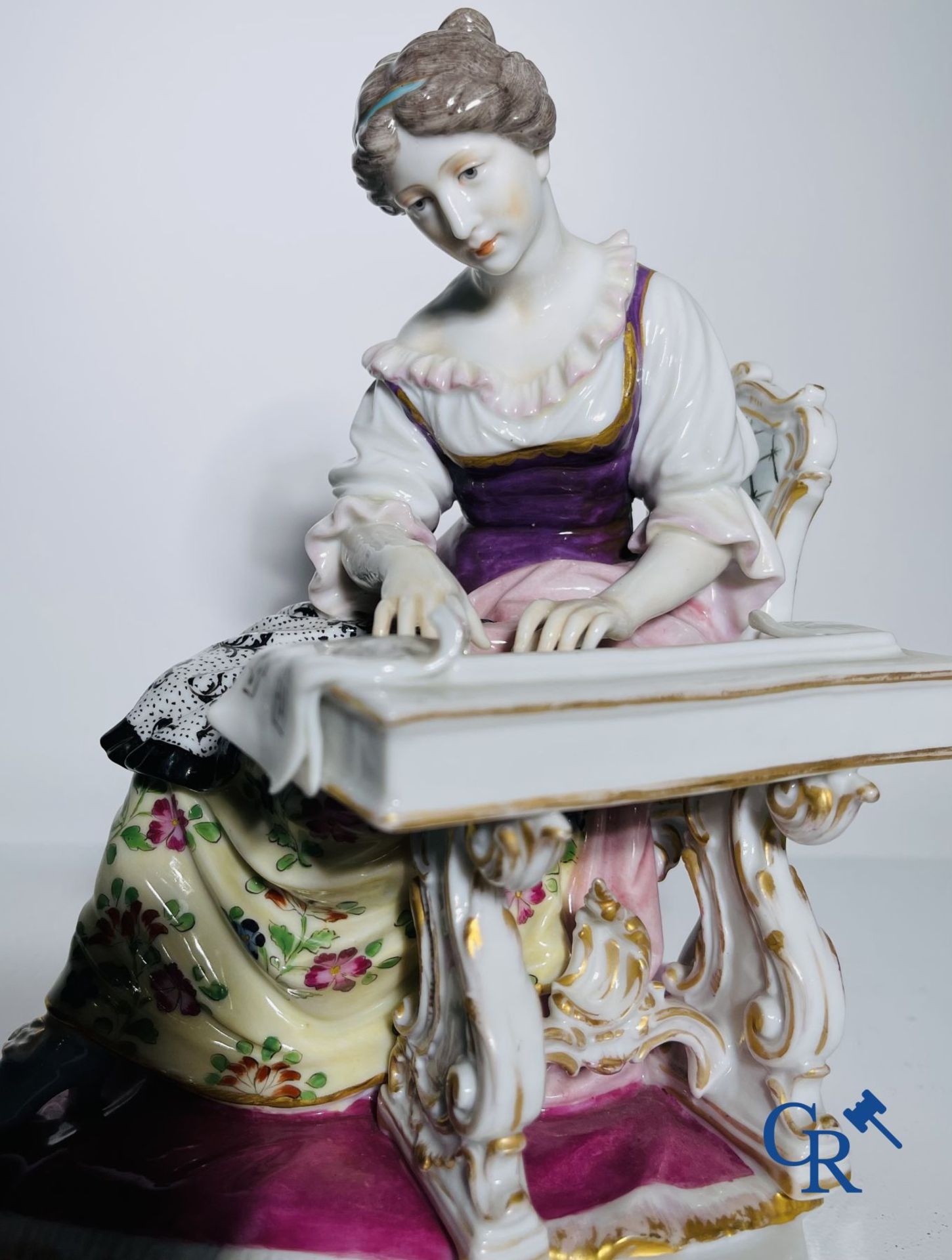 Porcelain: Dressel & Kister Passau: Lady on harpsichord. - Image 3 of 8