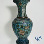 Chinese baluster-shaped vase in bronze and cloisonné. 19th century.