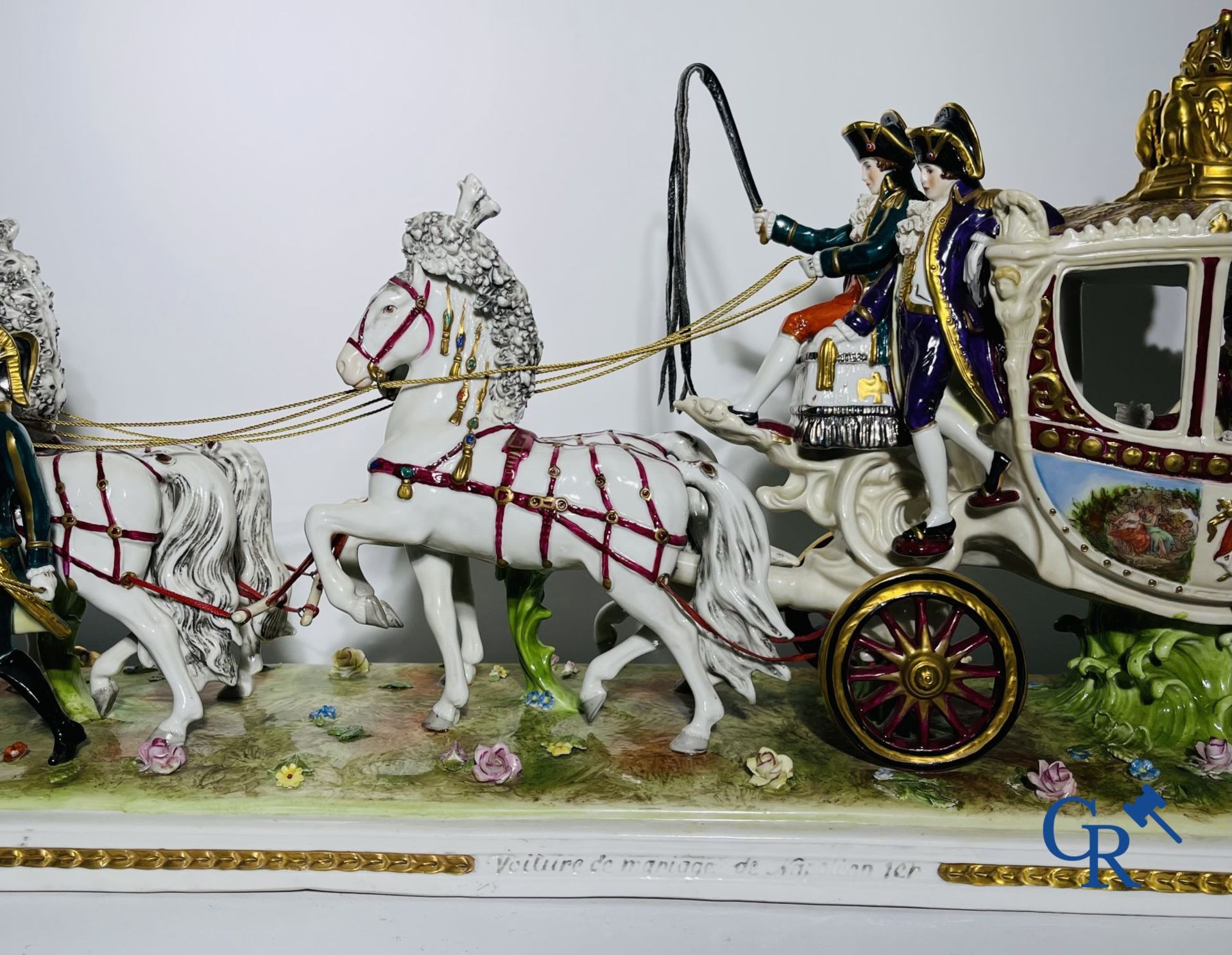 Porcelain: Saxony: "Voiture de mariage de Napoléon 1er". - Image 4 of 10