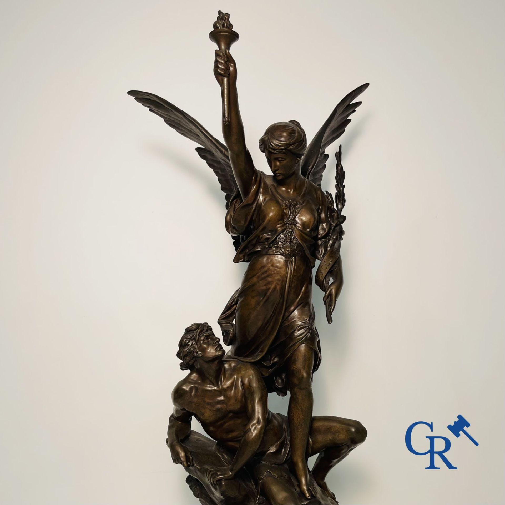 Emile Louis Picault: (Paris 1833 - 1915) Bronze sculpture. Le Génie du Progrès. - Image 2 of 17