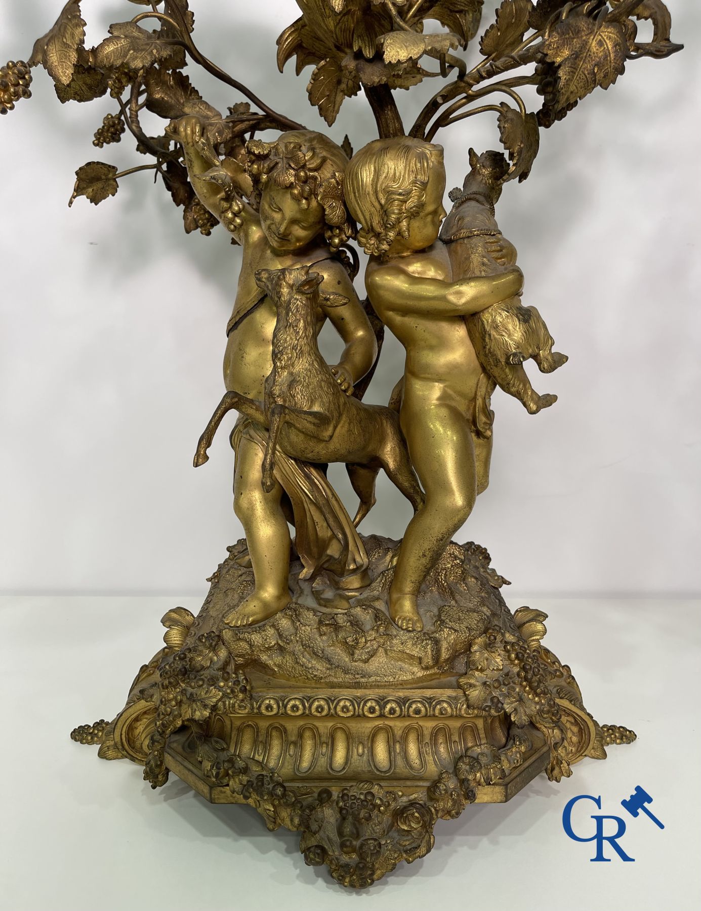 A pair of imposing bronze candlesticks with putti in LXVI style. Napoleon III period. - Image 13 of 32