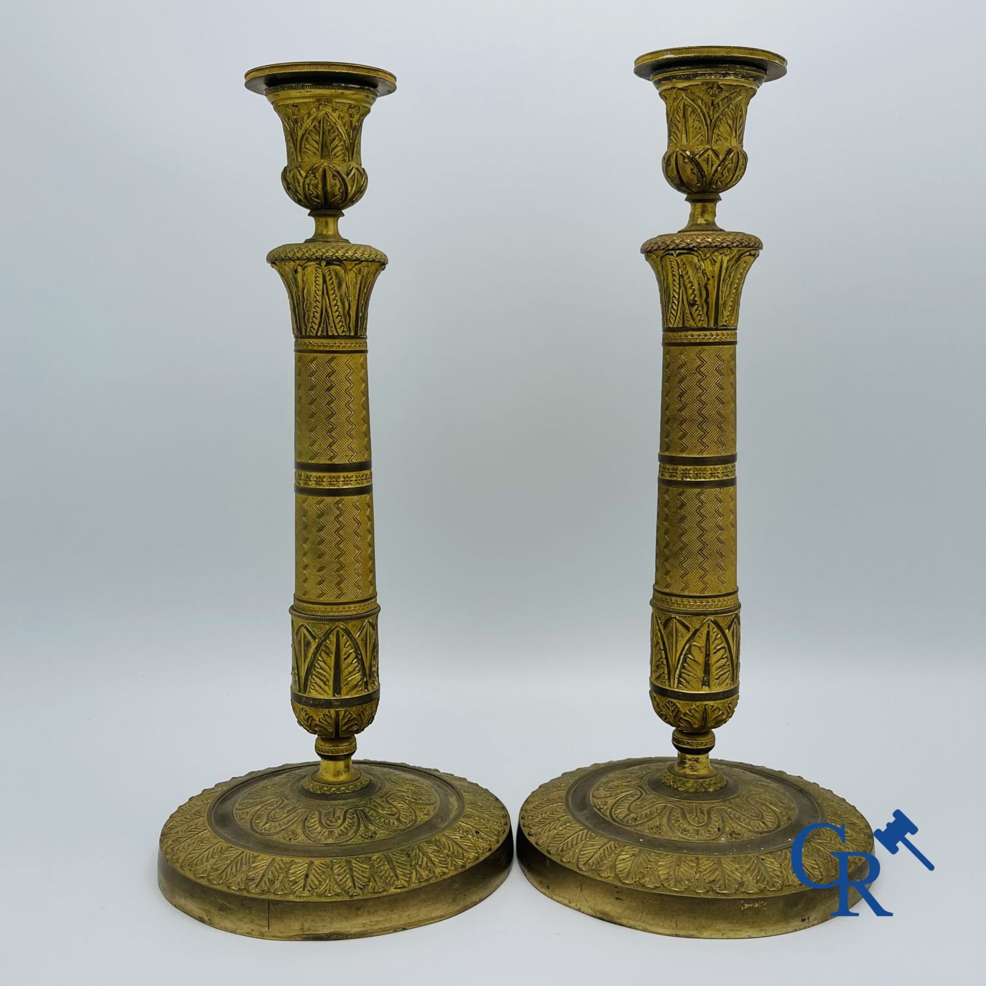 Pair of Charles X candlesticks in gilded bronze. - Image 5 of 7