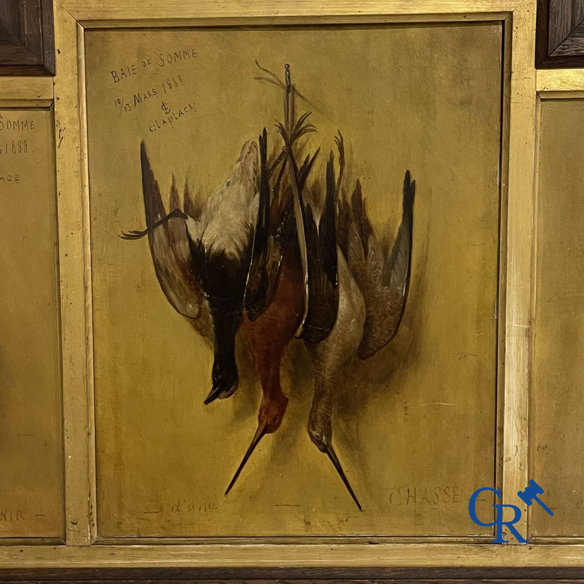 Paintings: Clément Laplage. Oil on panel. 3 Hunting still lifes. - Bild 3 aus 8