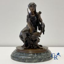 Michel-Louis Victor Mercier (1810-1894) Bronze statue of the goddess of hunting Diana. Signed Mercie