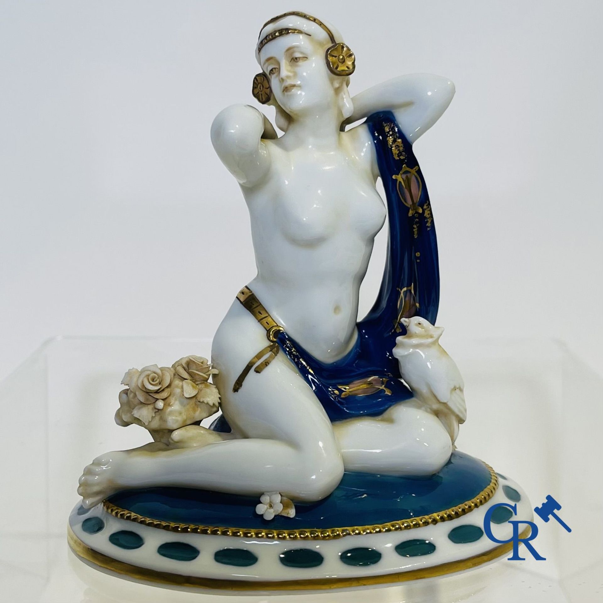 Art deco: An art deco sculpture in finely marked porcelain.