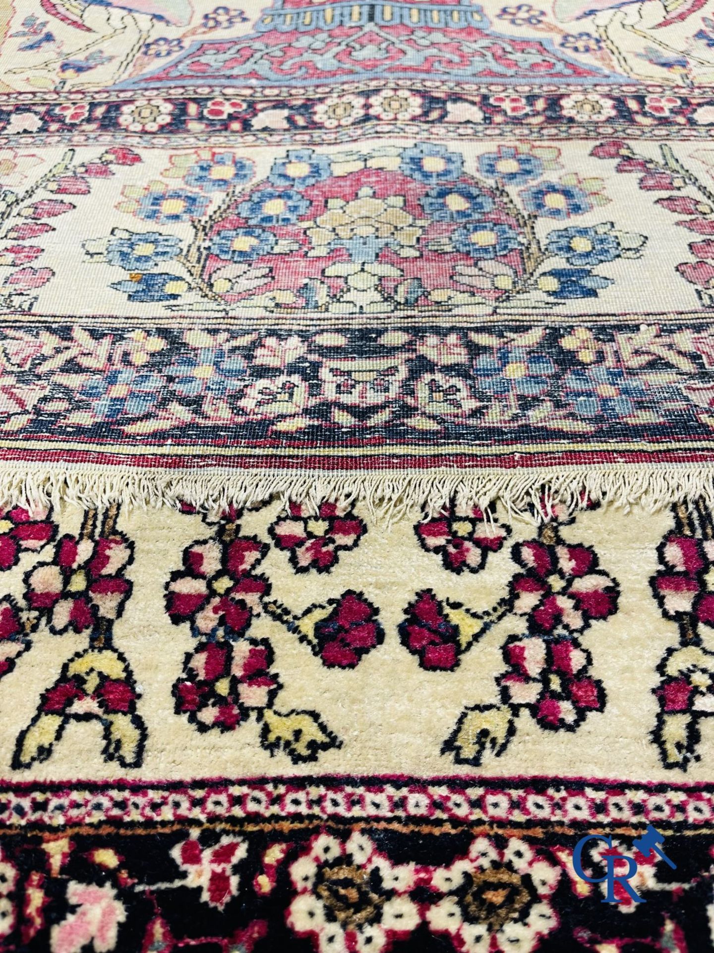 Oriental carpets. Iran. Persian carpet with a flower vase, birds and rabbits in a floral decor. - Image 9 of 10