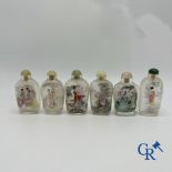 Chinese art: 6 Chinese interior painted snuff bottles.