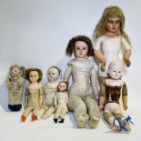 Toys: antique dolls: a lot of 7 antique dolls.