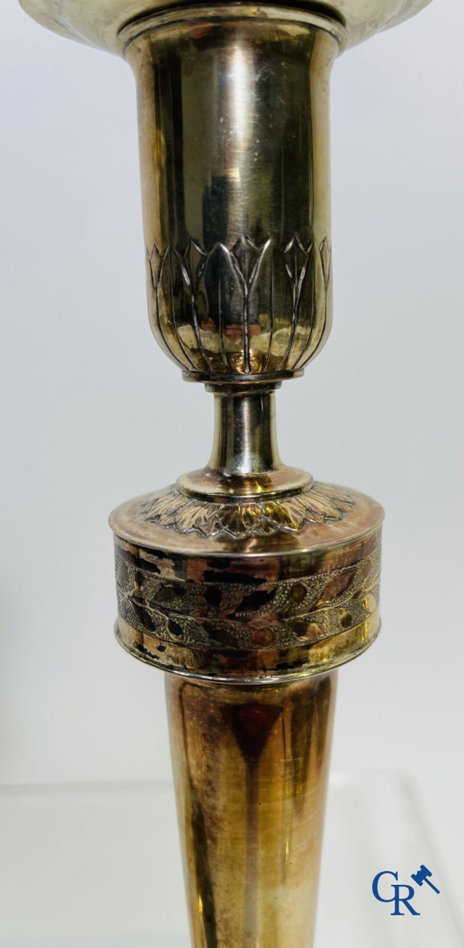 Silver: Pair of silver candlesticks probably Namur, Jean-Baptiste Fallon. - Image 18 of 23