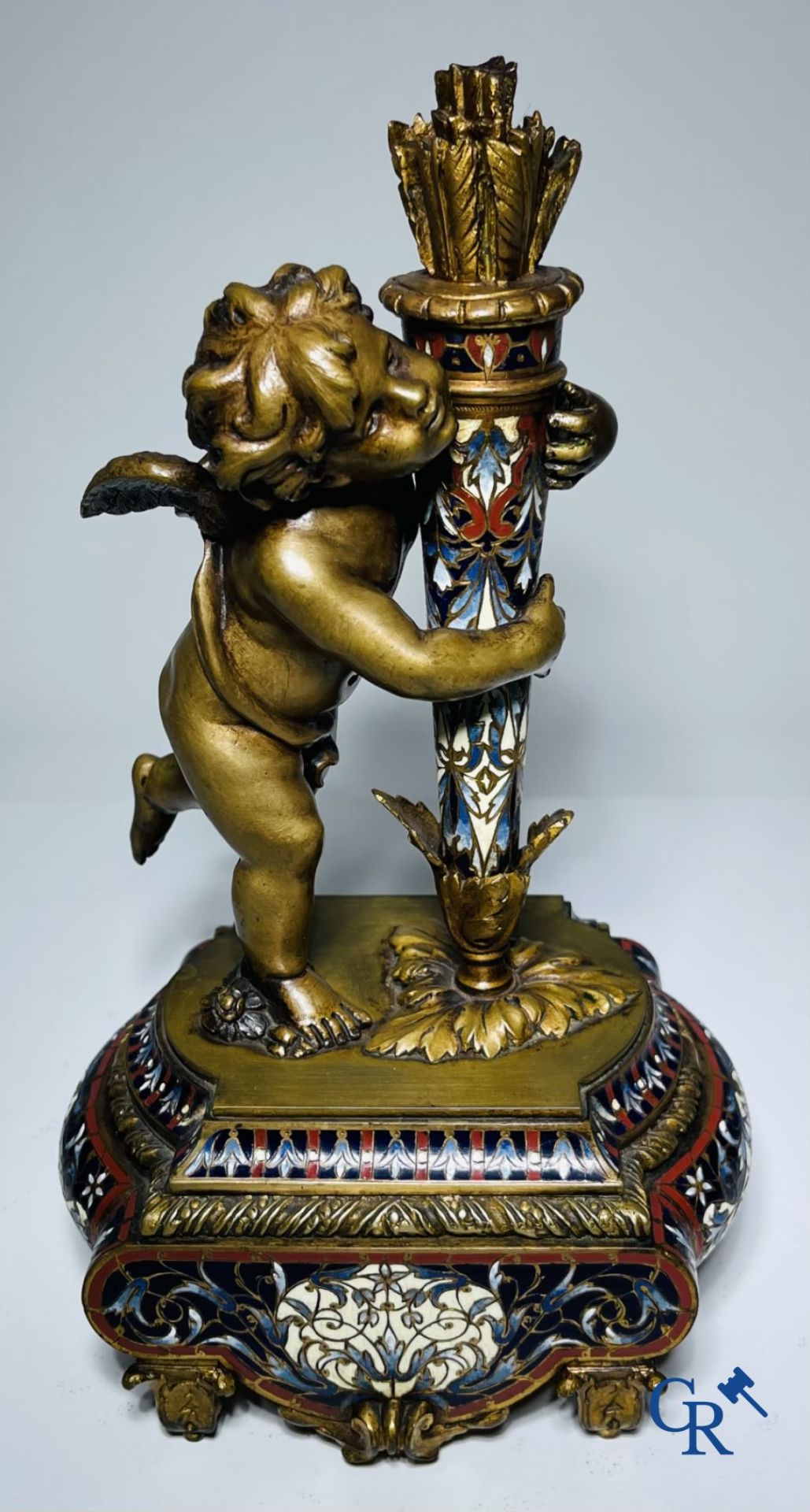 Bronze/Sculpture: Pair of ornamental objects in bronze and champlevé enamel. - Bild 3 aus 6