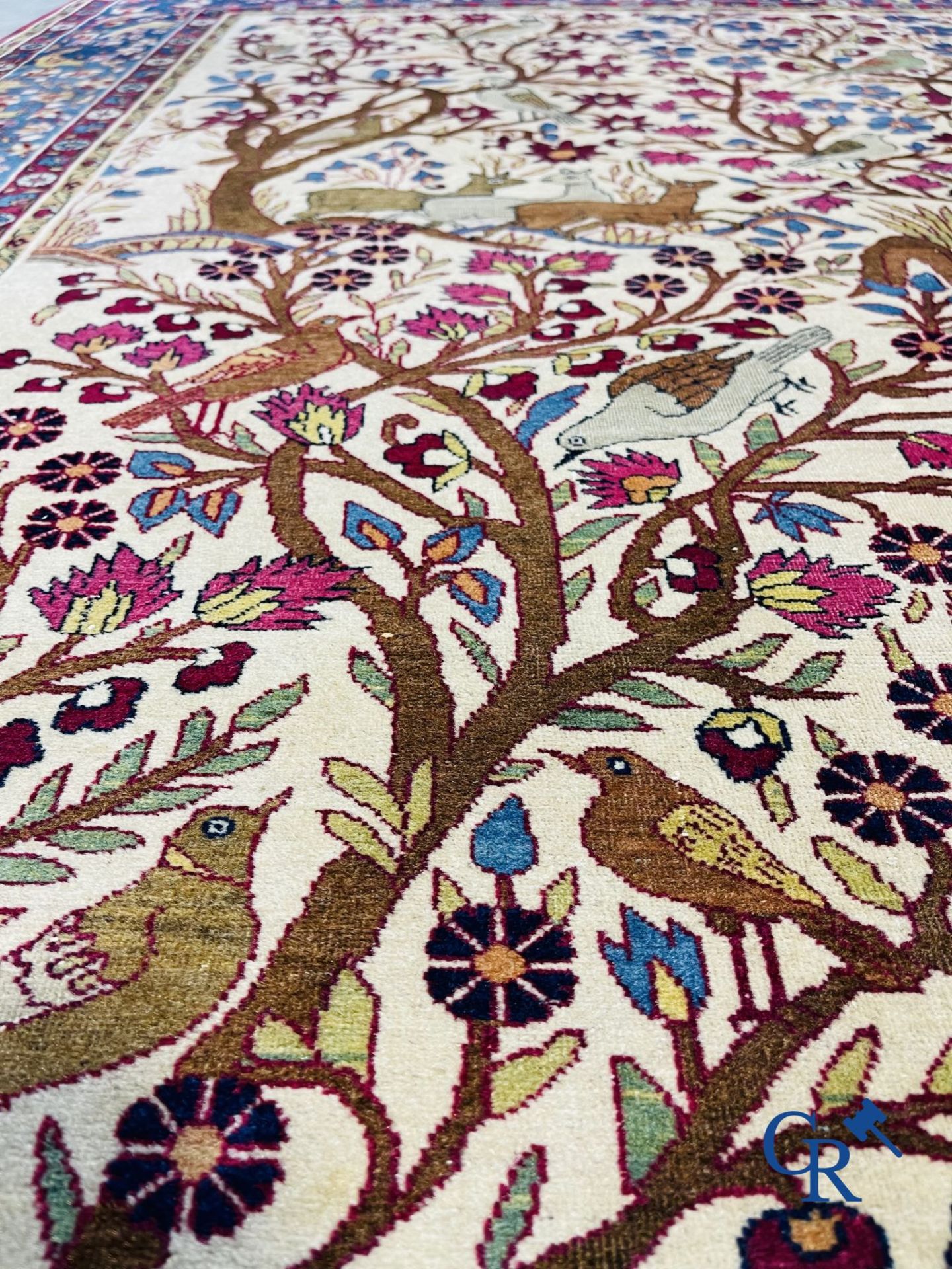 Oriental carpets: Antique oriental carpet with a decor of animals and birds in the forest. - Image 7 of 10