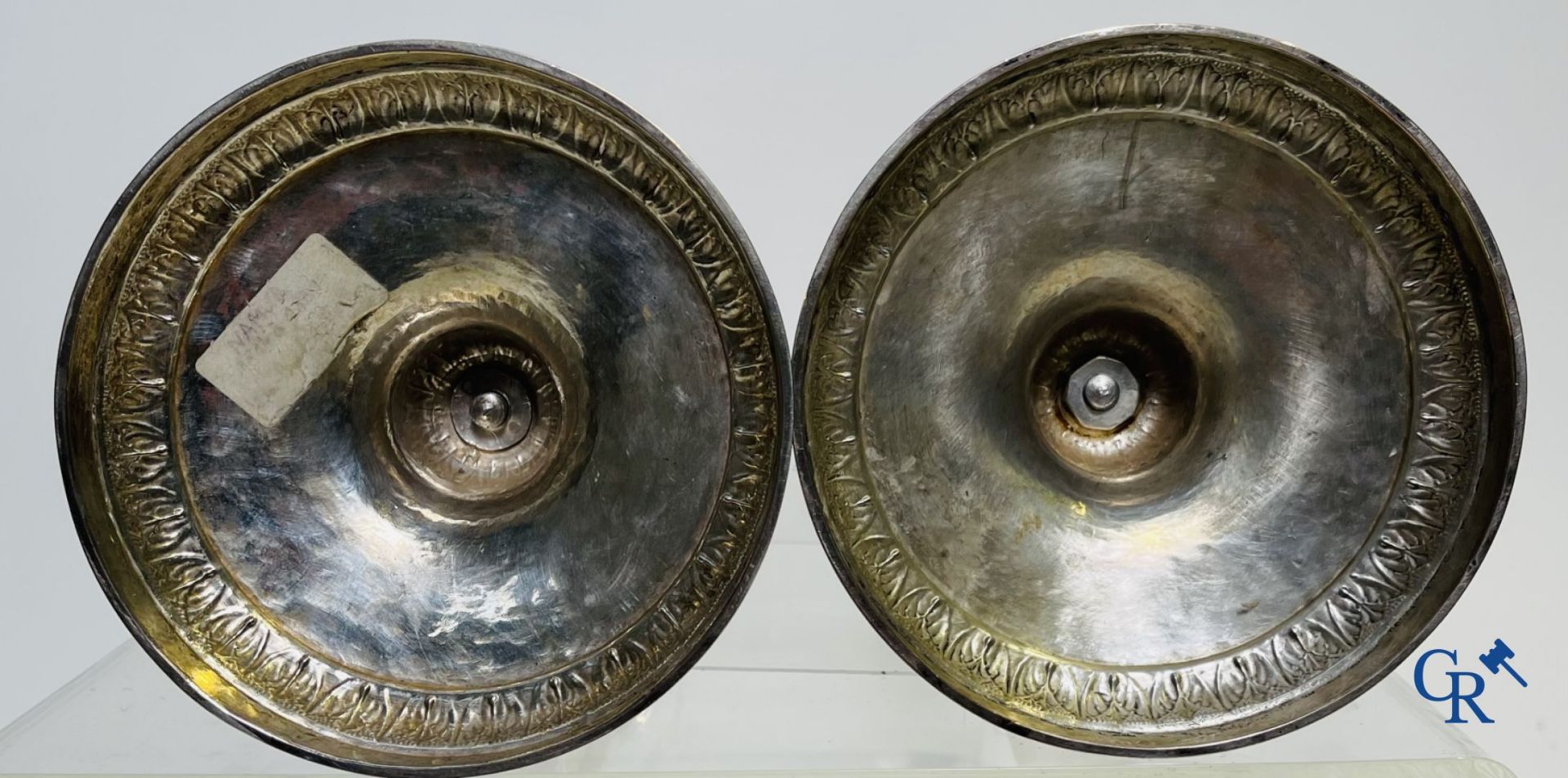Silver: Pair of silver candlesticks probably Namur, Jean-Baptiste Fallon. - Image 3 of 23