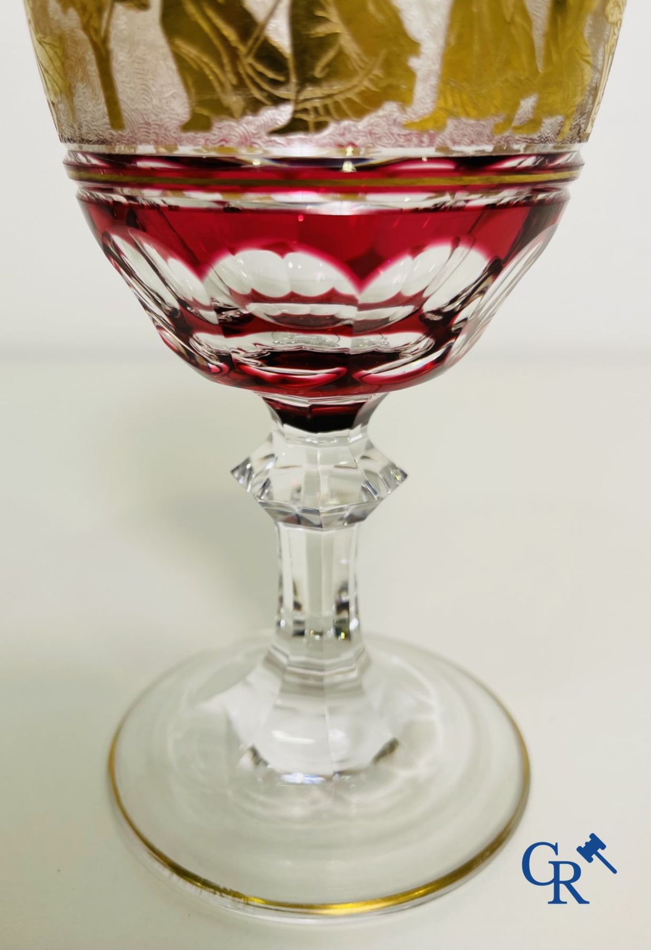 Val Saint Lambert: 6 water glasses Metternich, 2 rose water glasses Danse de flore and an Art Deco v - Image 10 of 12