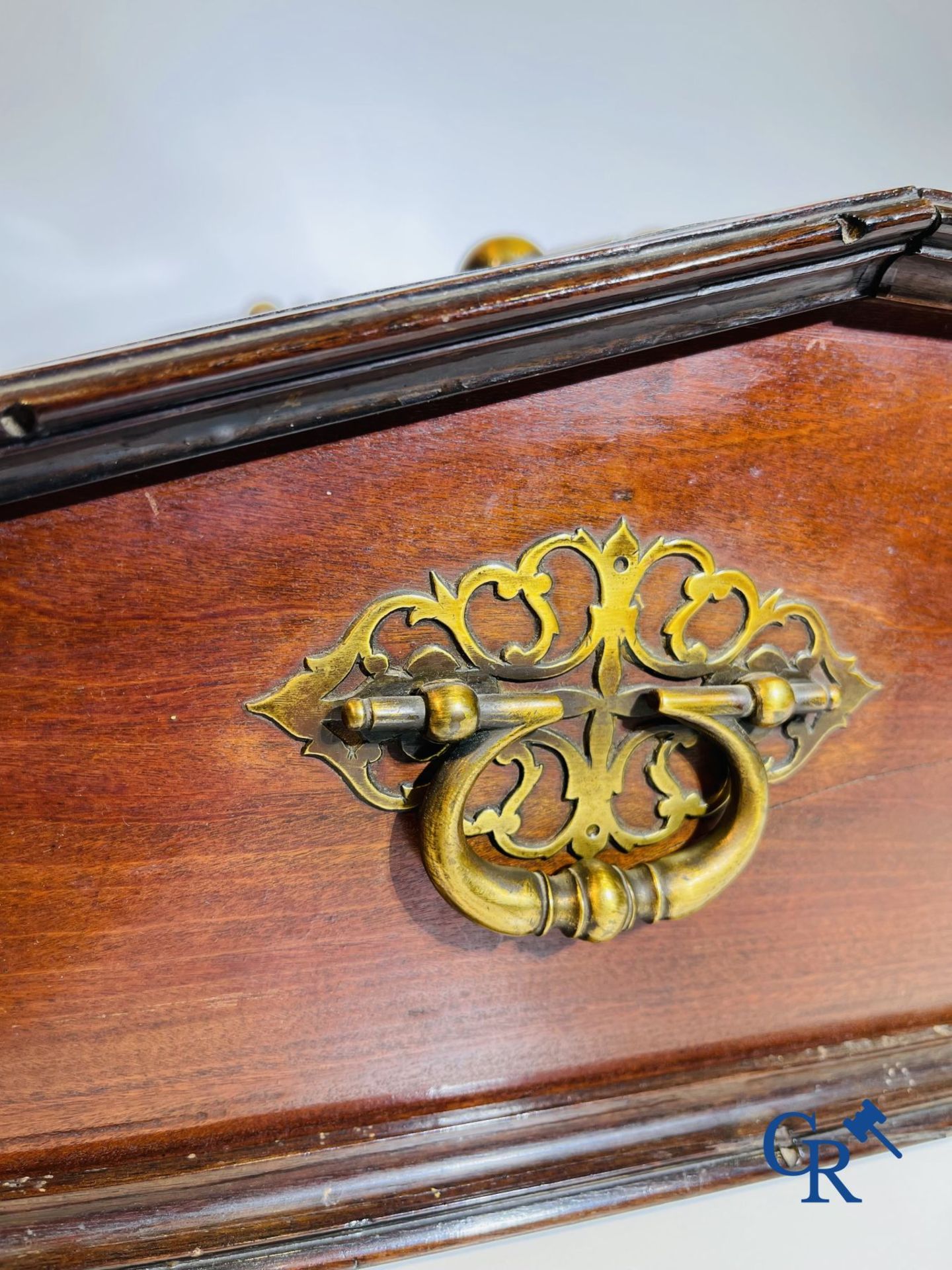 A large mahogany writing case with bronze fittings. Early 19th century. - Image 2 of 6