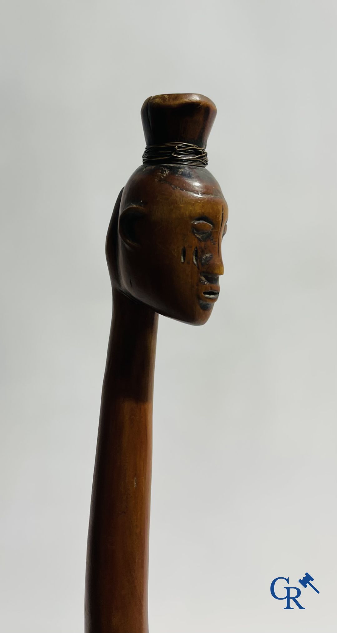 African art: A sculpted wooden staff. - Image 16 of 20