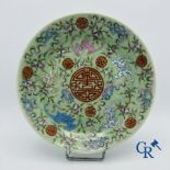 A fine Chinese porcelain celadon dish with a decor of "Shou."
