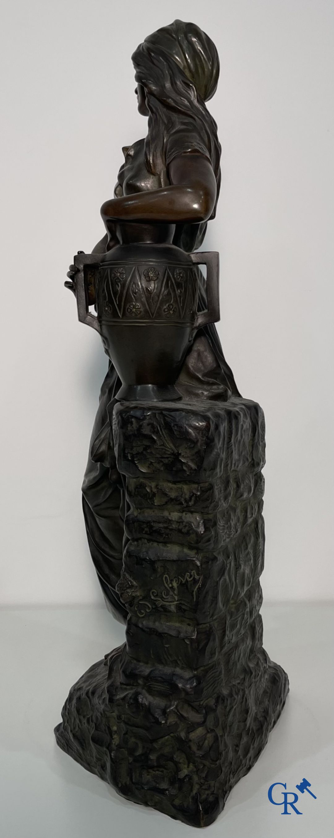 Edmond Lefever: (Ypres 1839-Schaarbeek 1911) "Rebecca" oriental bronze statue. - Image 7 of 16