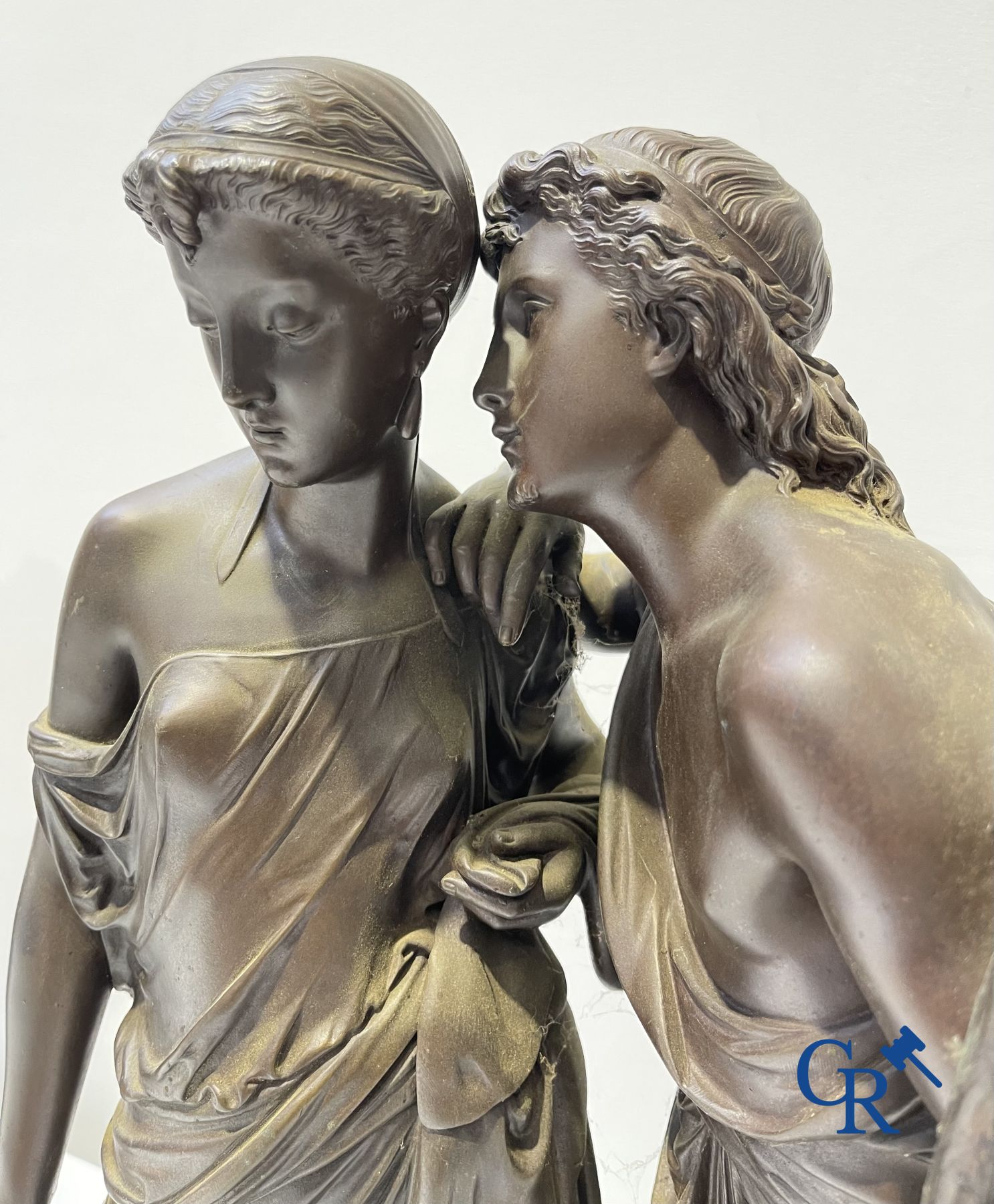 2 Bronze sculptures. Leon Grégoire and Leon Pilet "Allégorie de la fidélité". 19th century. - Image 6 of 21