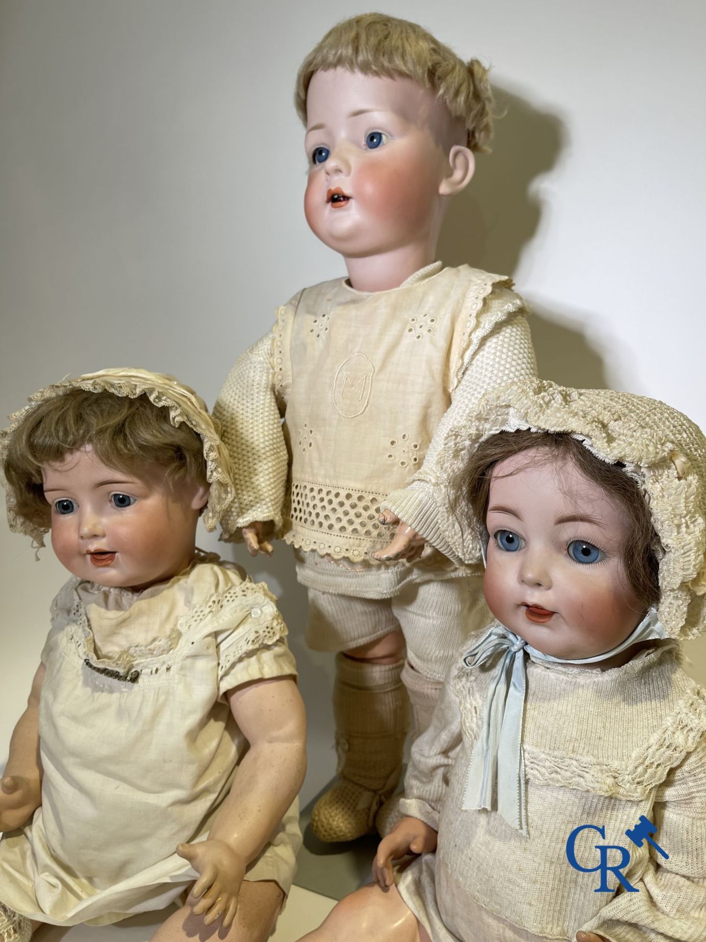 Toys: antique dolls: a lot of 3 antique dolls with porcelain head. - Image 3 of 9