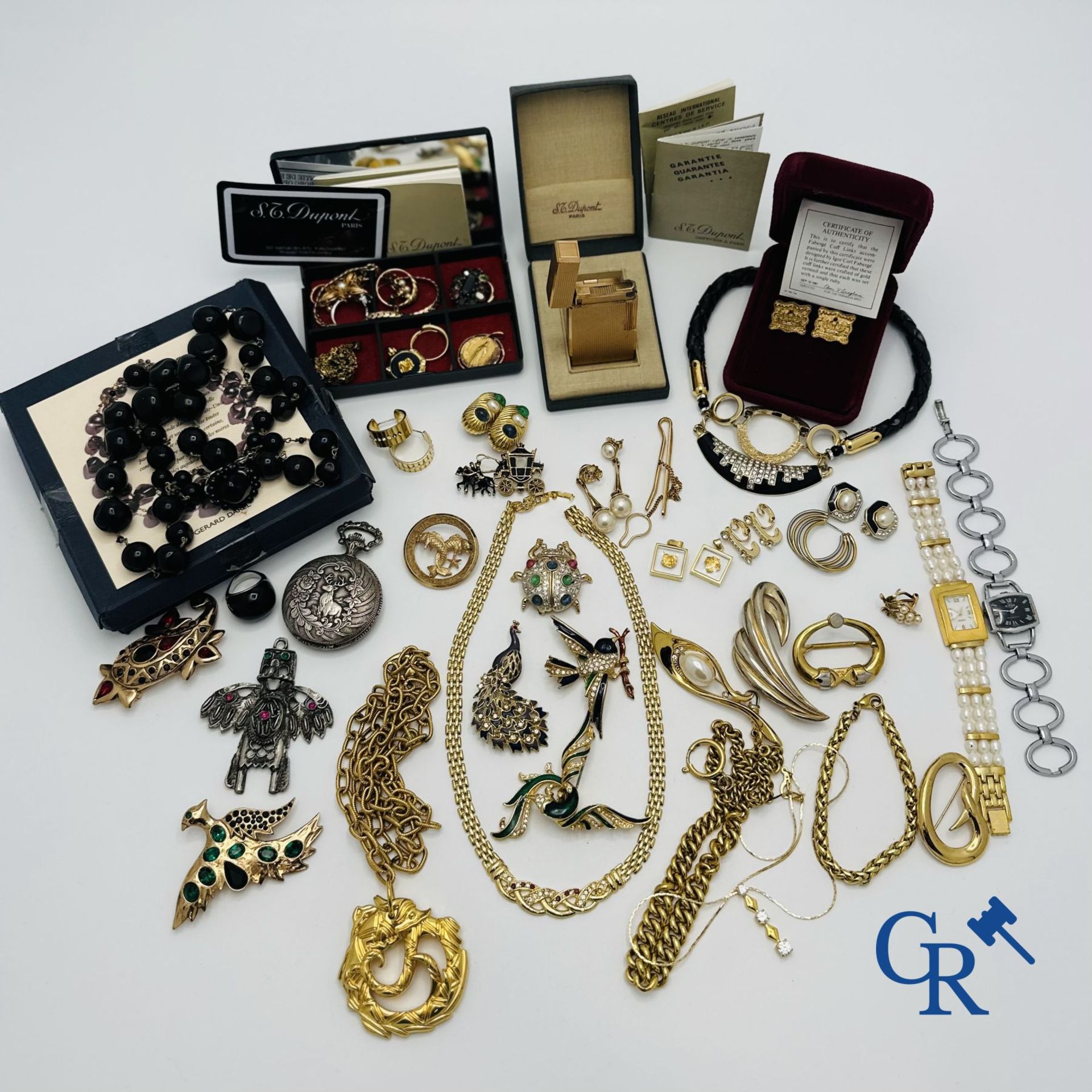 Large lot of fantasy jewellery, pocket watch, a Dupont lighter and cufflinks. - Image 2 of 5