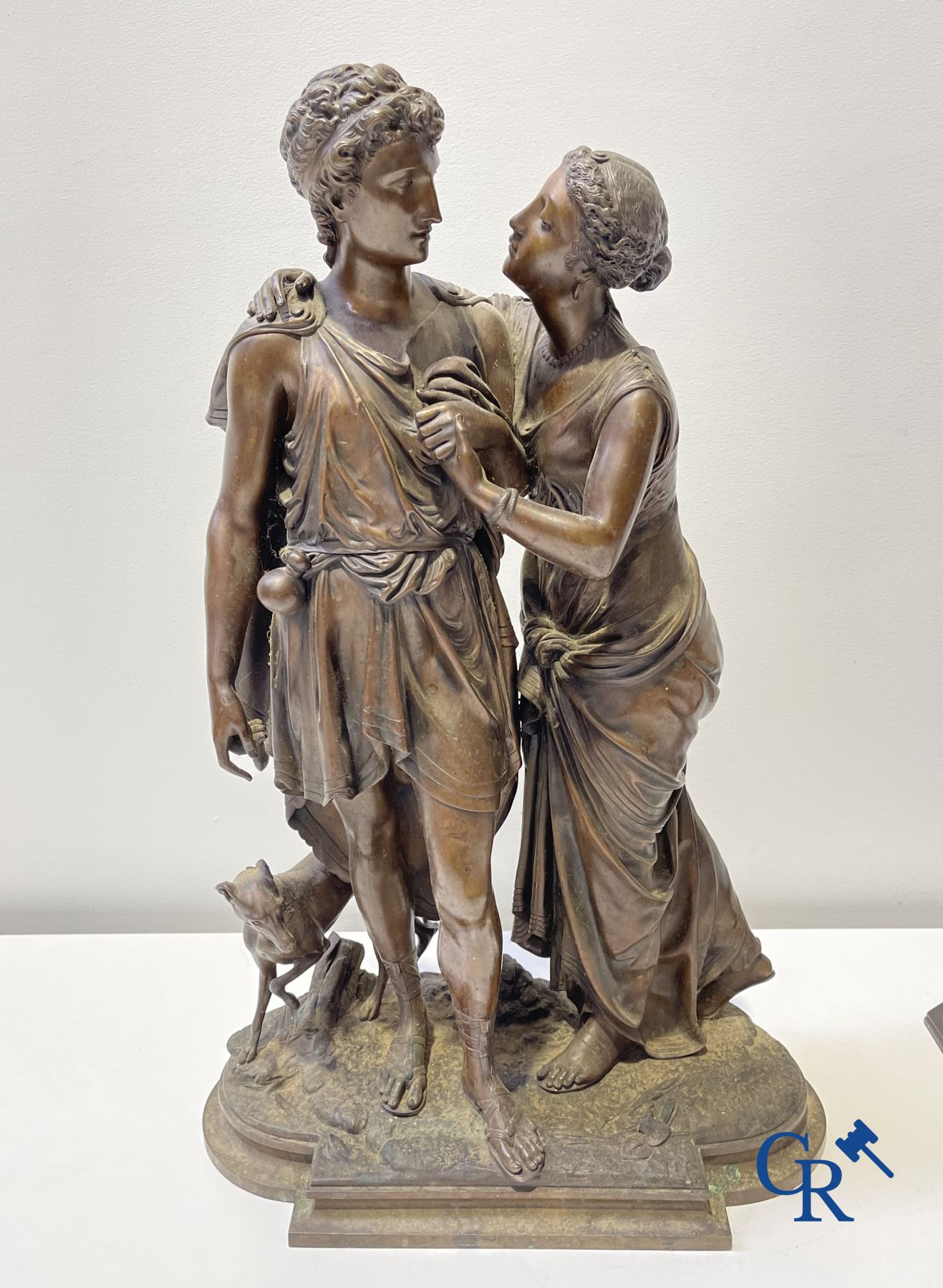 2 Bronze sculptures. Leon Grégoire and Leon Pilet "Allégorie de la fidélité". 19th century. - Image 2 of 21