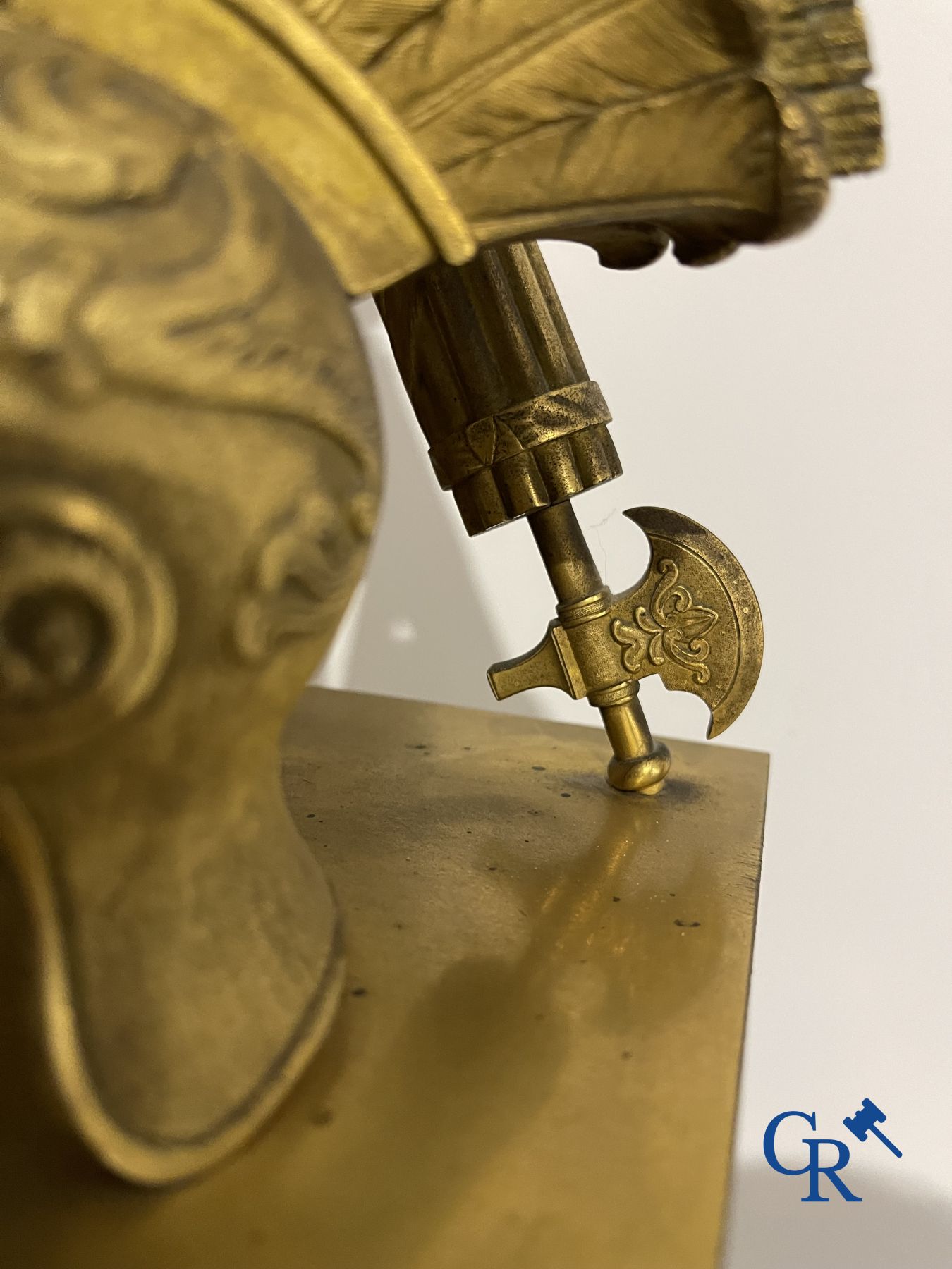 Imposing fire-gilded empire pendulum depicting a seated Roman emperor. - Image 13 of 17