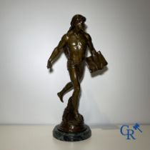 Emile Louis Picault (1833-1915) Large bronze statue "Le Semeur d'idées" Foundry stamp Collin & Cie P