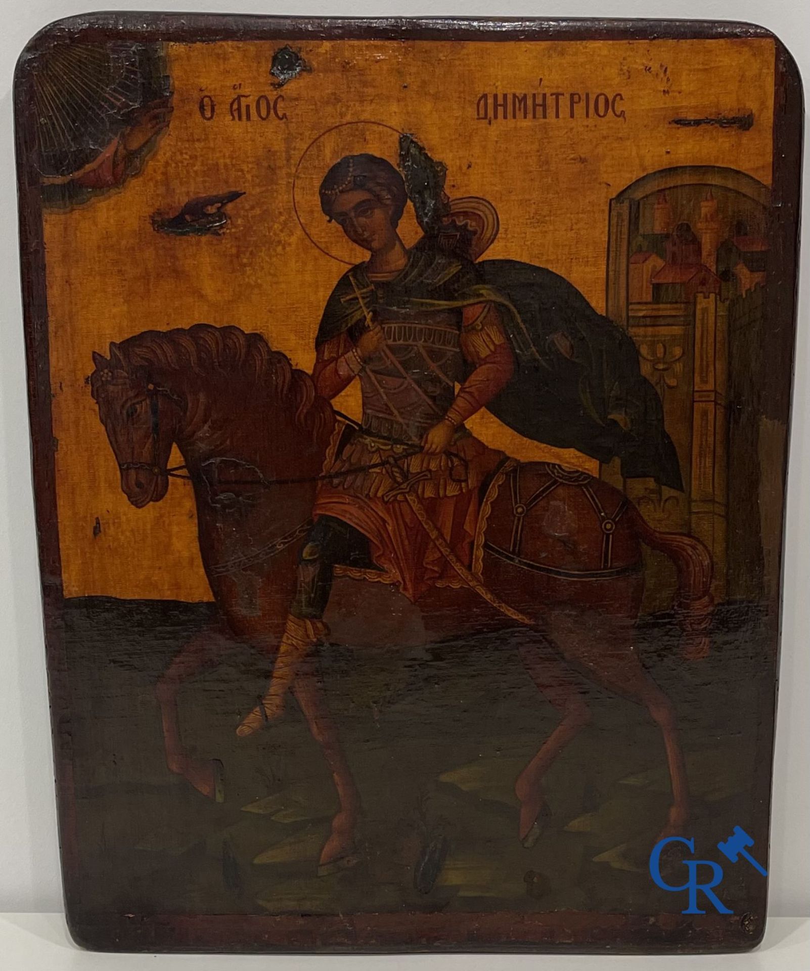 2 icons: Christ Pantocrator and Saint George on horseback. - Image 2 of 8