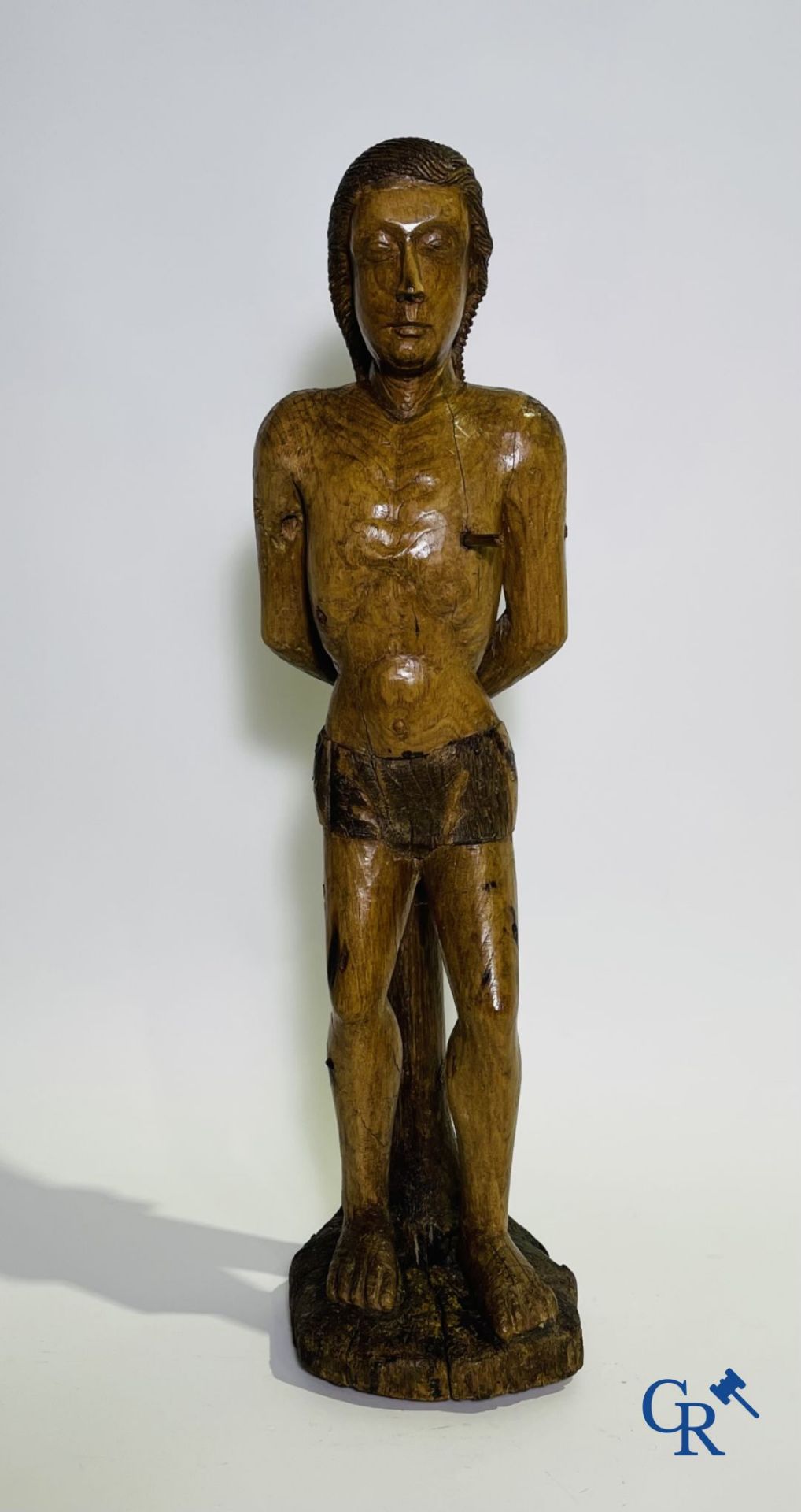 Wooden sculpture: Saint Sebastian 16th - 17th century. - Image 6 of 18