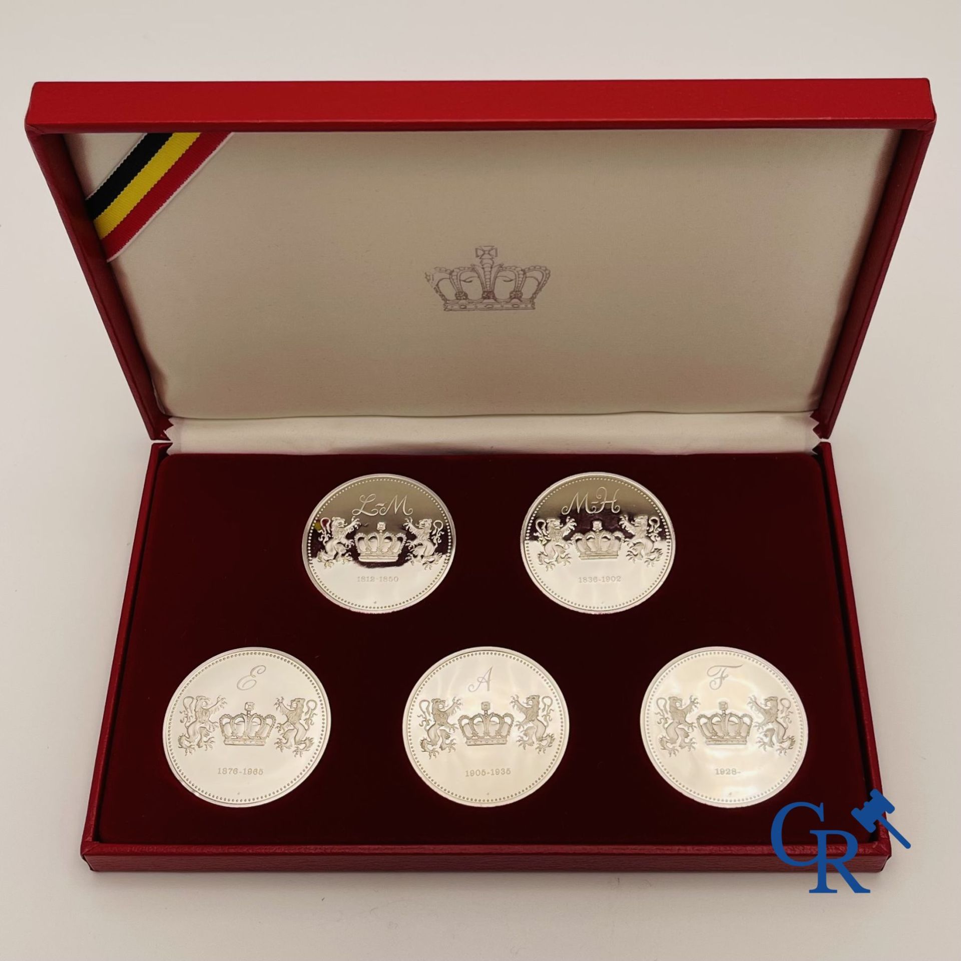 Sterling silver: Commemorative medals: 10 Portrait tokens of the kings and queens of Belgium. - Image 5 of 6