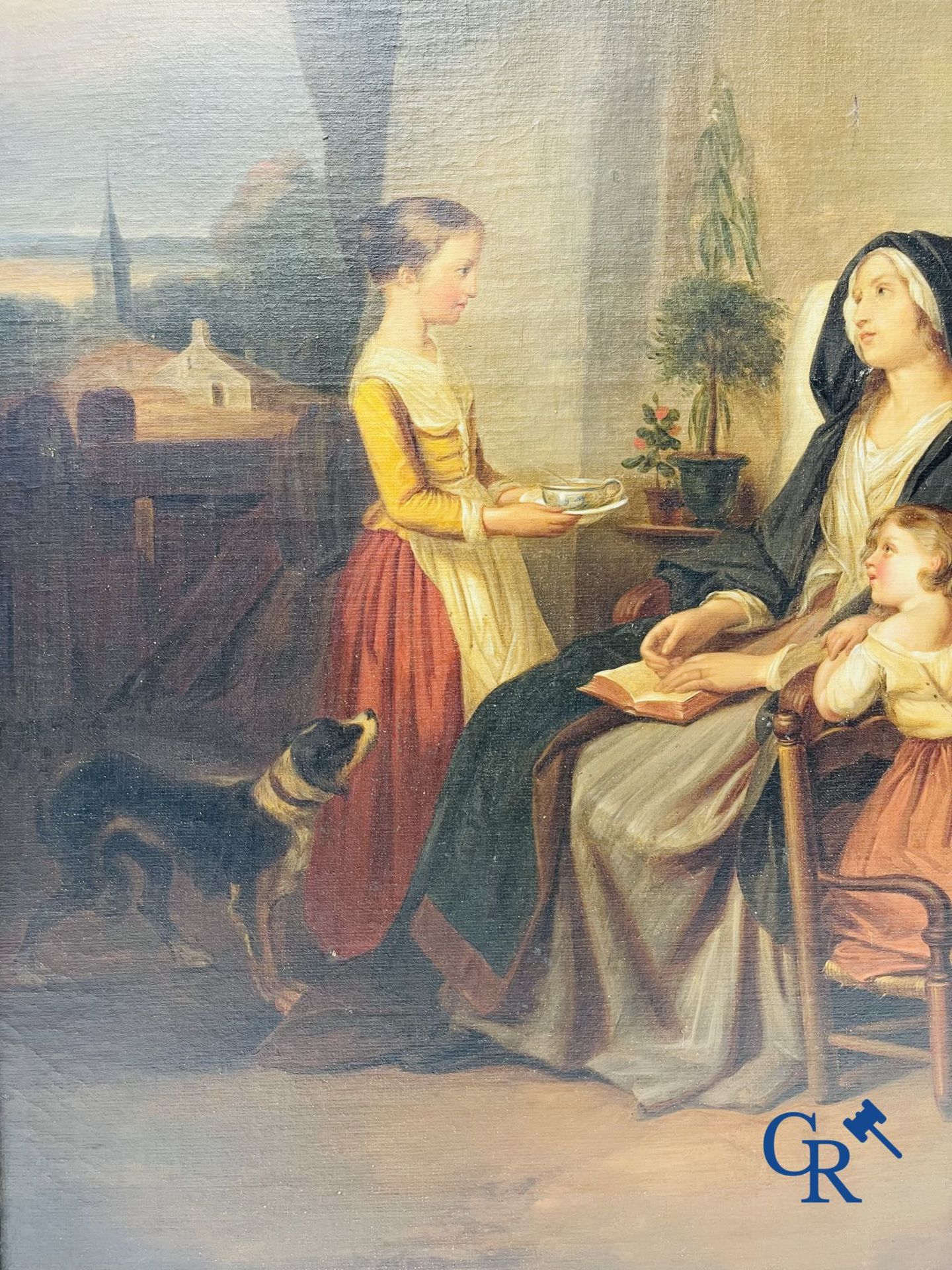 Dolard: Painting, oil on canvas. Family scene. 19th century. - Bild 2 aus 7