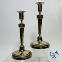 Silver: Pair of silver candlesticks probably Namur, Jean-Baptiste Fallon.