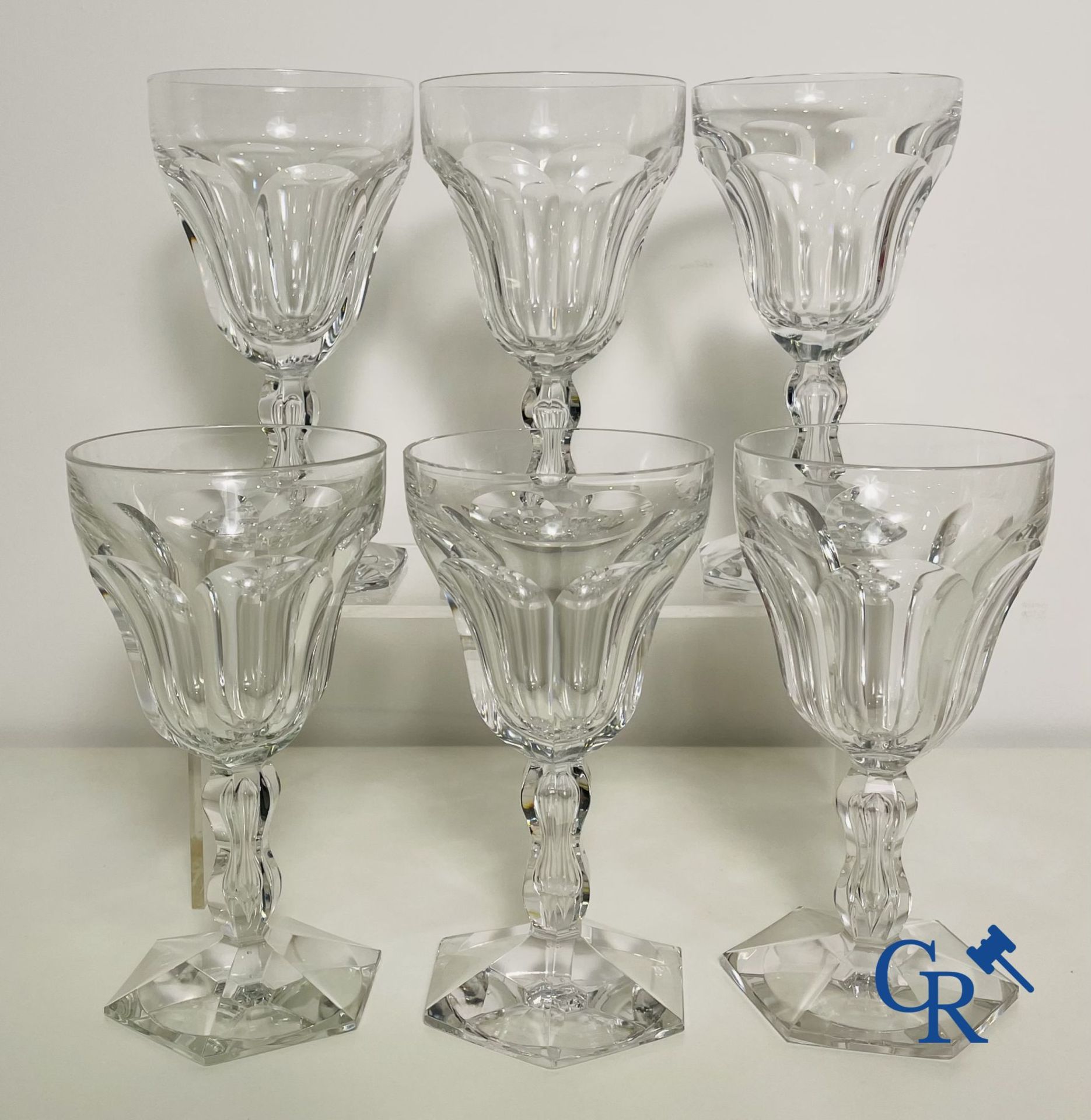 Val Saint Lambert: 6 water glasses Metternich, 2 rose water glasses Danse de flore and an Art Deco v - Image 3 of 12