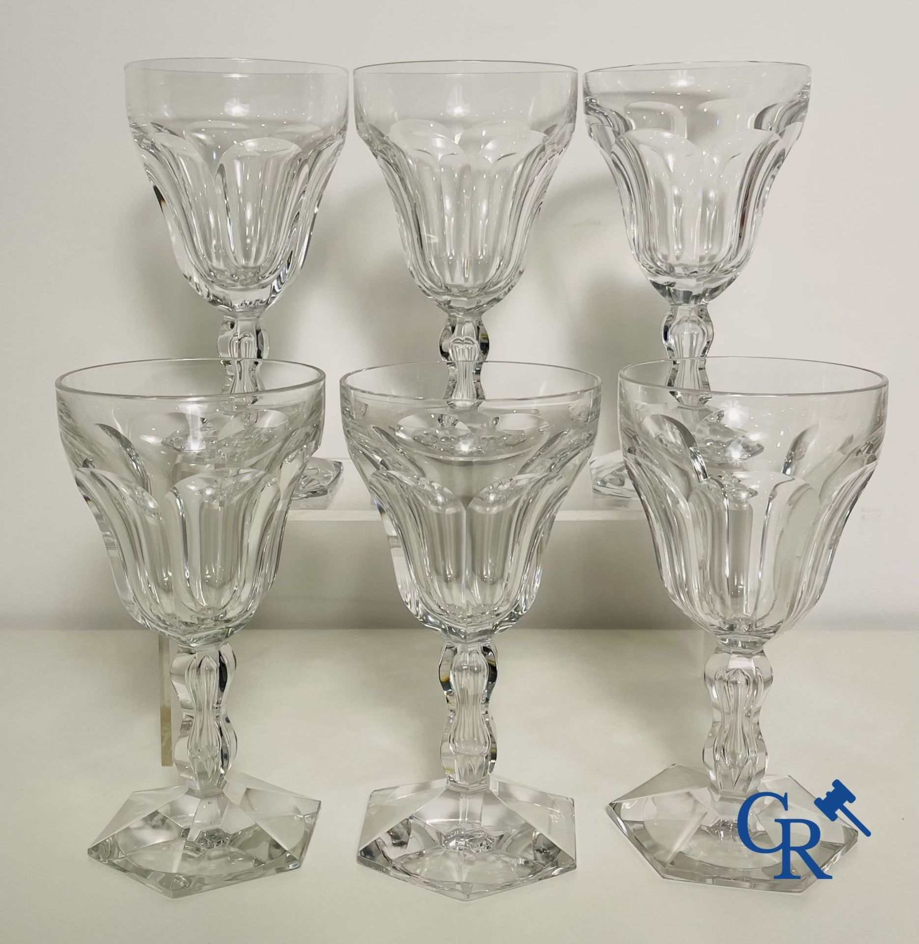 Val Saint Lambert: 6 water glasses Metternich, 2 rose water glasses Danse de flore and an Art Deco v - Bild 3 aus 12