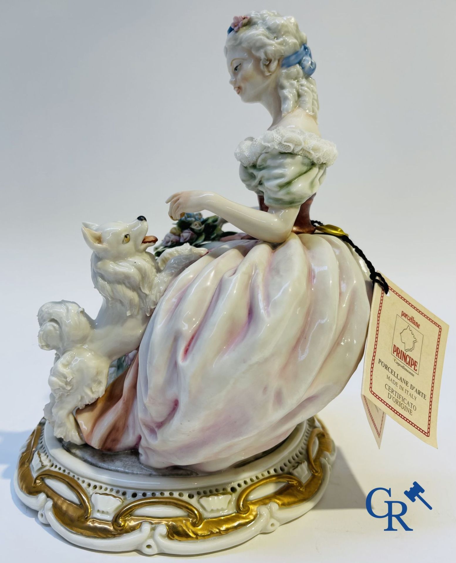 Porcelain: Capodimonte: 2 groups in Italian porcelain with lace. - Image 5 of 11