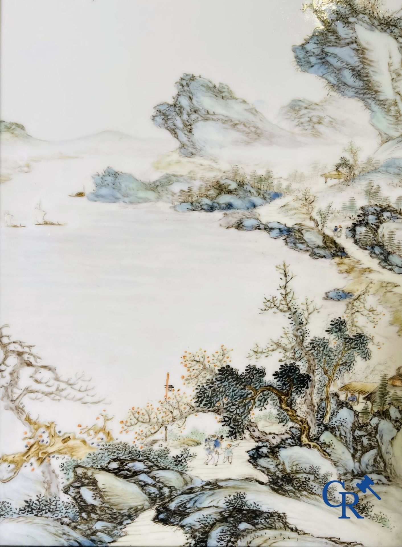 Chinese porcelain: A Chinese qianjiang cai porcelain painting in frame. - Bild 5 aus 13