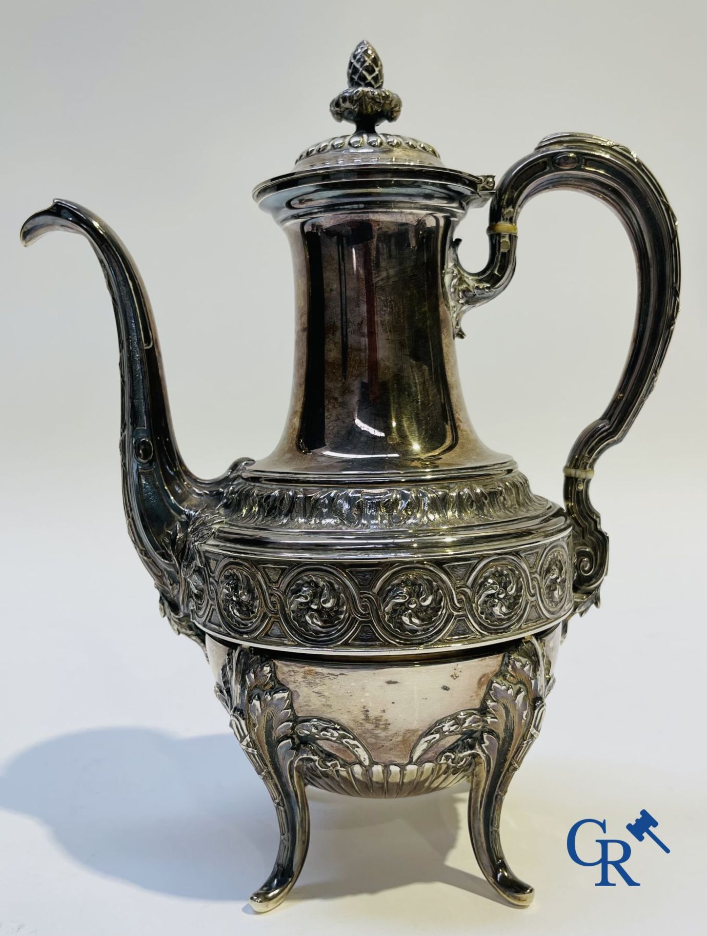 Silver: Alphonse Debain. Coffee/tea set in silver. - Image 4 of 10
