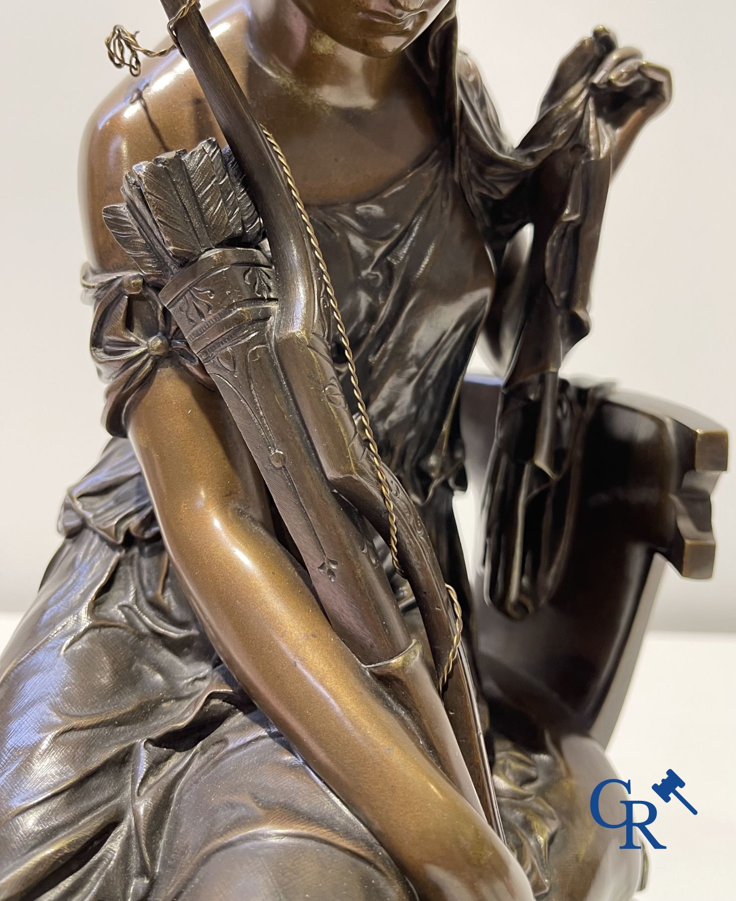 Michel-Louis Victor Mercier (1810-1894) Bronze statue of the goddess of hunting Diana. Signed Mercie - Image 10 of 13