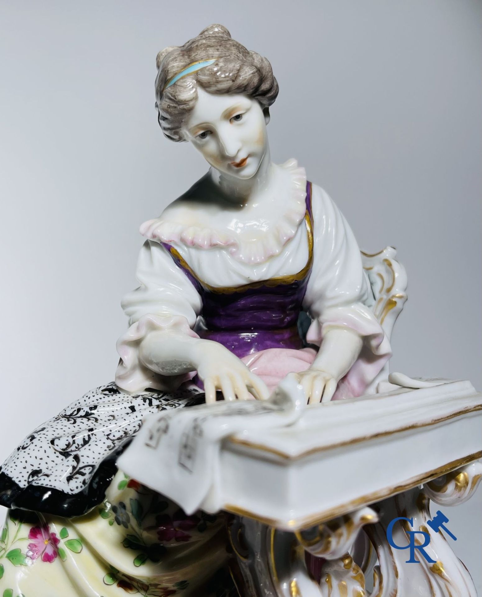 Porcelain: Dressel & Kister Passau: Lady on harpsichord. - Image 2 of 8