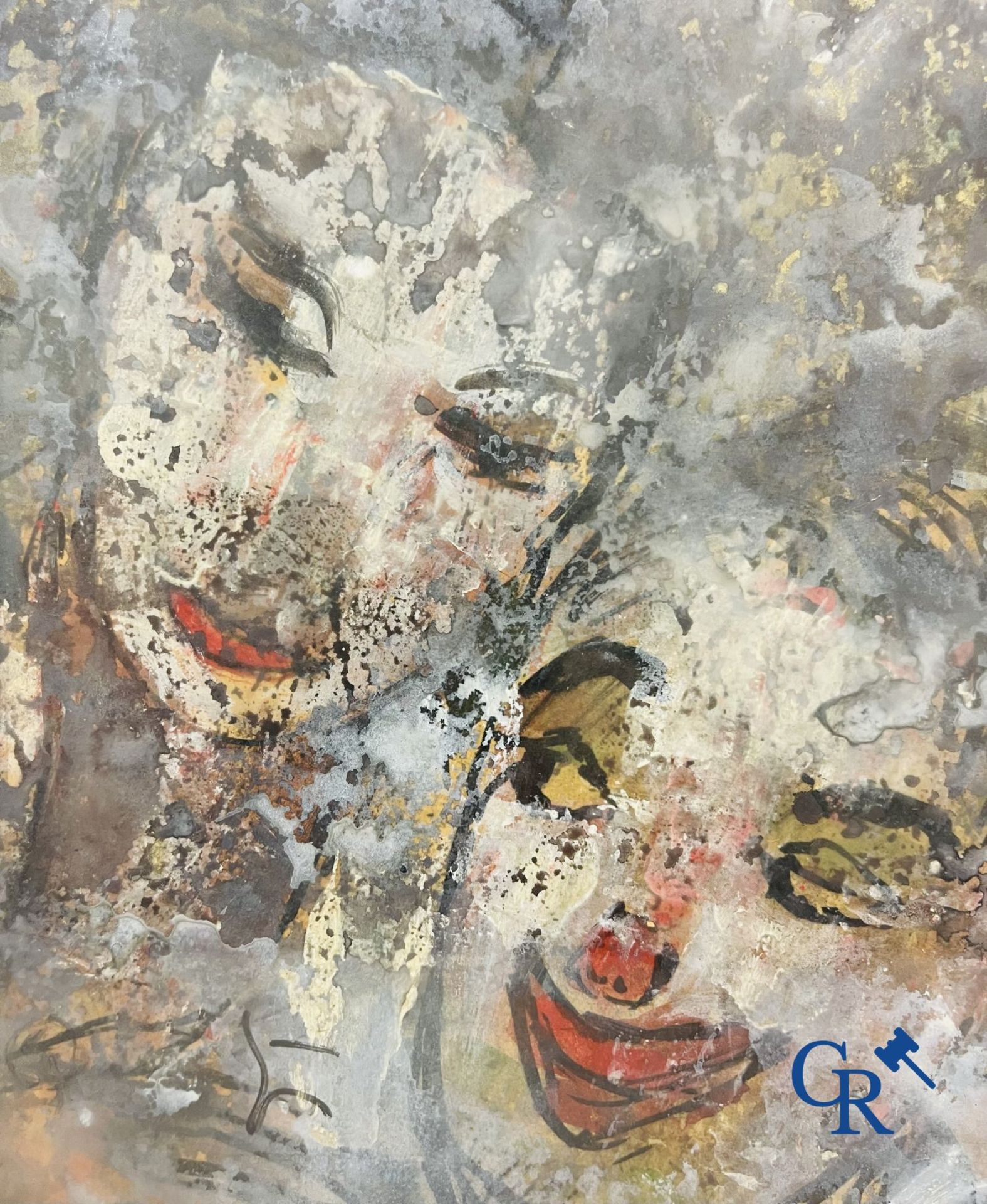 Illegibly signed. Watercolor on paper. The clown. - Bild 3 aus 4
