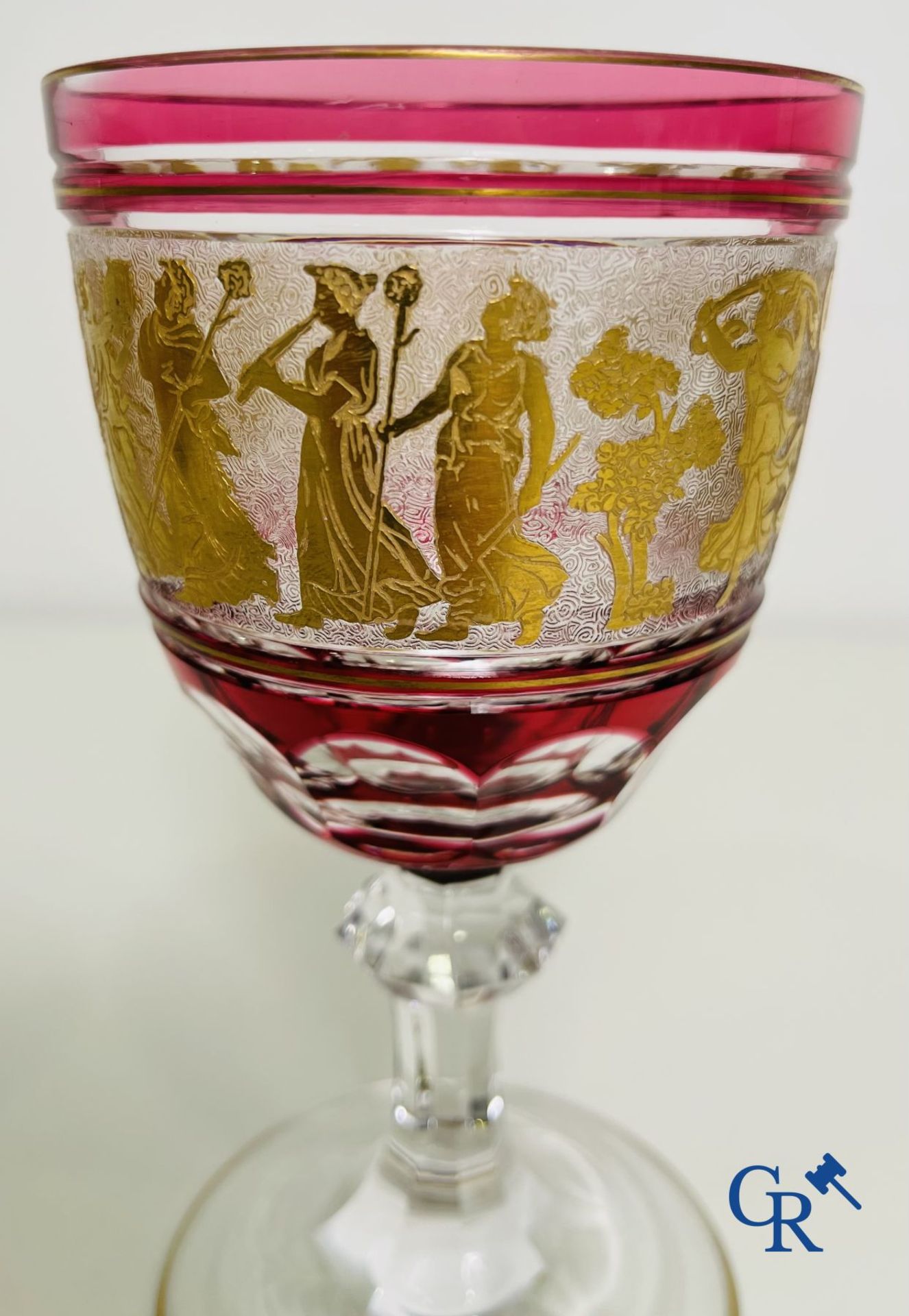Val Saint Lambert: 6 water glasses Metternich, 2 rose water glasses Danse de flore and an Art Deco v - Image 7 of 12